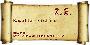Kapeller Richárd névjegykártya